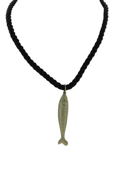 Olivia Welles Gone Fishing Pendant Necklace In Black