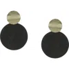 Olivia Welles Gracie Faux Leather Disc Drop Earrings In Gold/black