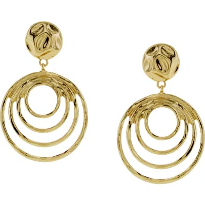 Olivia Welles Hammered Circle Drop Earrings In Gold