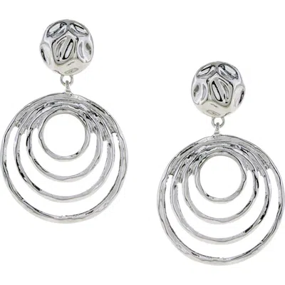 Olivia Welles Hammered Circle Drop Earrings In Silver