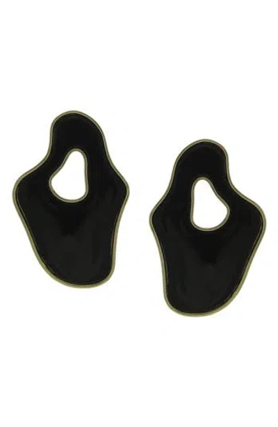 Olivia Welles Helia Abstract Earrings In Black