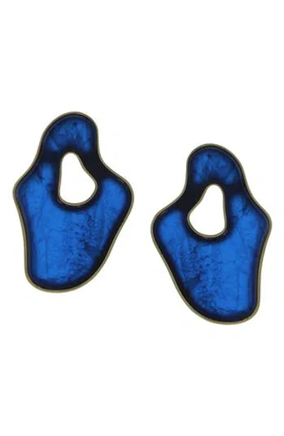 Olivia Welles Helia Abstract Earrings In Blue