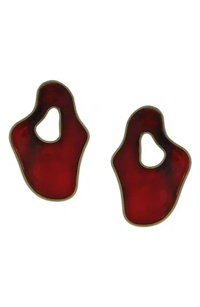 Olivia Welles Helia Abstract Earrings In Red