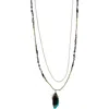 Olivia Welles Hillaria Beaded Feather Pendant Necklace In Gold/turquoise