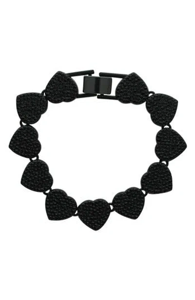 Olivia Welles Icy Heart Bracelet In Black