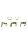 Olivia Welles Imitation Cassia Pearl & Crystal Ring Set In Gold/cream