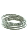 Olivia Welles Inaya Set Of 10 Bangle Bracelets In Silver