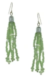 Olivia Welles Isla Seed Bead Tassel Drop Earrings In Green