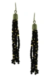 Olivia Welles Isla Seed Bead Tassel Drop Earrings In Green