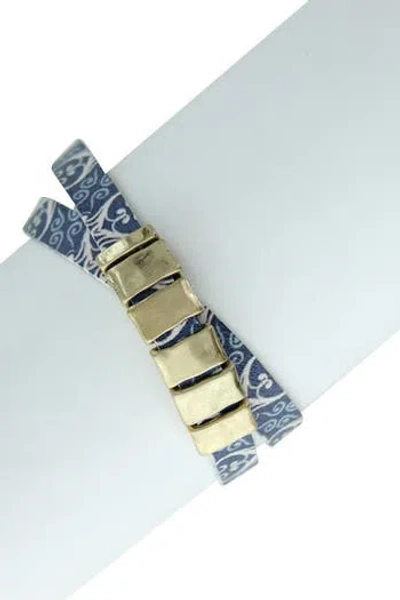 Olivia Welles Jada Printed Wrap Metal Charm Bracelet In Blue