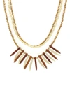Olivia Welles Janet Beaded Bib Layered Necklace In Gold