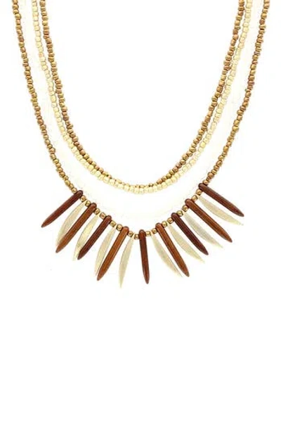 Olivia Welles Janet Beaded Bib Layered Necklace In Gold