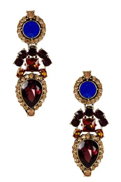 Olivia Welles Janine Crystal Drop Earrings In Oxidized Brass/topaz