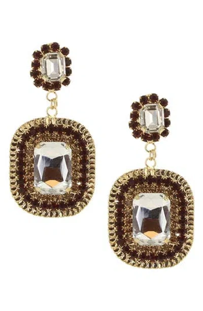 Olivia Welles Jaye Crystal Drop Earrings In Brown