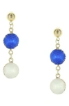 Olivia Welles Jesse Druzy Drop Earrings In Gold/blue