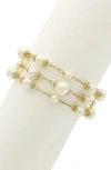 Olivia Welles Jessica Imitation Pearl & Crystal Beaded Bracelet In Gold/ Beige