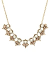 Olivia Welles Juliet Cluster Frontal Necklace In Burnished Gold / Topaz