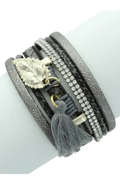 Olivia Welles Julisa Magnetic Stack Bracelet In Gray