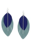 Olivia Welles Kaia Fringed Leather Earrings In Worn Silver/blue
