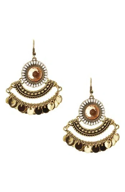 Olivia Welles Kailey Disc Fringe Drop Earrings In Metallic