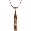 Olivia Welles Kaleen Fringe Tassel Pendant Necklace In Brown