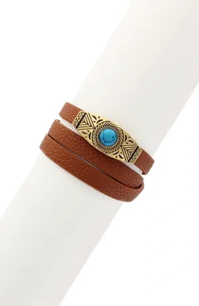 Olivia Welles Kalei Wrap Bracelet In Antique Gold/brown