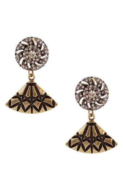 Olivia Welles Kallista Deco Drop Earrings In Metallic