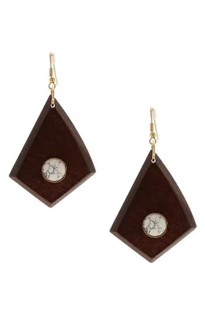 Olivia Welles Karmen Wood Drop Earrings