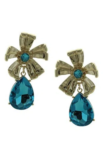 Olivia Welles Kate Crystal Teardrop Flower Earrings