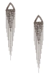 Olivia Welles Katherine Fringe Drop Earrings In Gunmetal / Clear