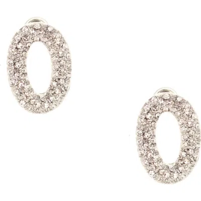 Olivia Welles Kelah Oval Stud Earrings In Silver / Clear
