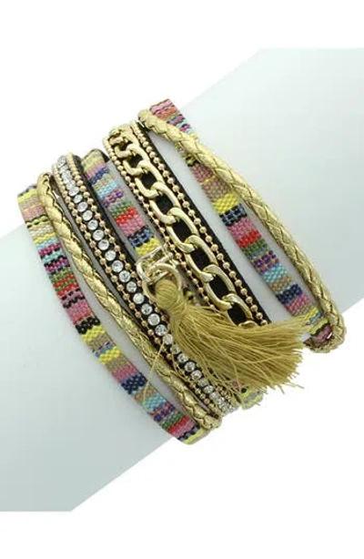 Olivia Welles Kona Layered Magnetic Bracelet In Gold