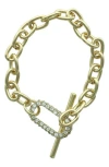 Olivia Welles Krystal Toggle Bracelet In Gold/crystal