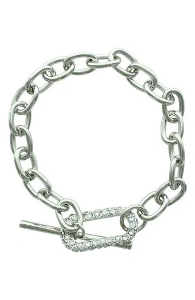 Olivia Welles Krystal Toggle Bracelet In Silver/clear