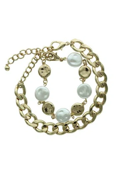Olivia Welles Lala Mixed Chain Bracelet Set In Gold