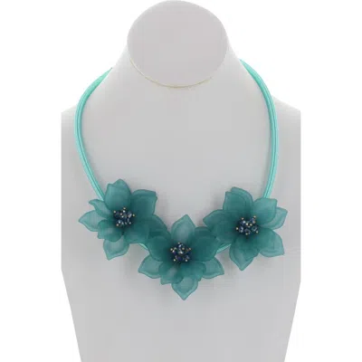 Olivia Welles Lani Floral Collar Necklace In Blue