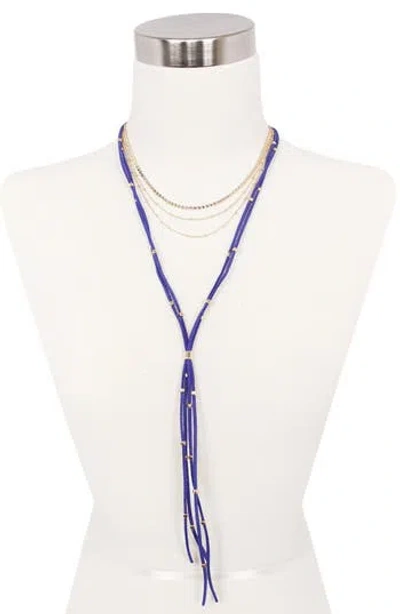 Olivia Welles Layered Chain And Suede Lariat Necklace