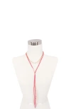 Olivia Welles Layered Chain And Suede Lariat Necklace In Gold/pink