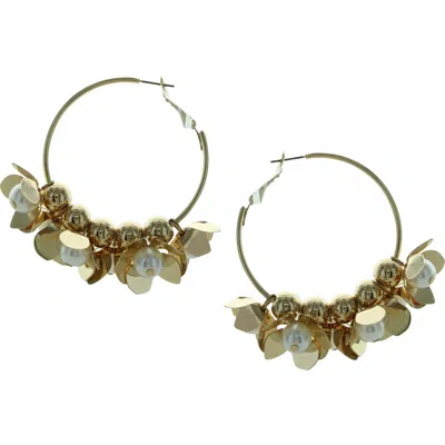Olivia Welles Lily Hoop Earrings In Gold / White
