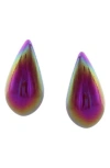 Olivia Welles Linea Puffy Teardrop Stud Earrings