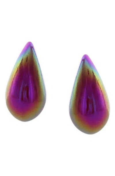 Olivia Welles Linea Puffy Teardrop Stud Earrings