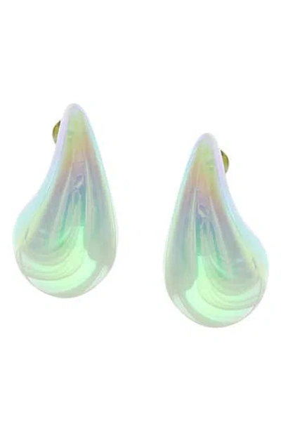 Olivia Welles Linea Puffy Teardrop Stud Earrings