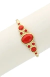 Olivia Welles Linette Stone Bracelet In Gold/red
