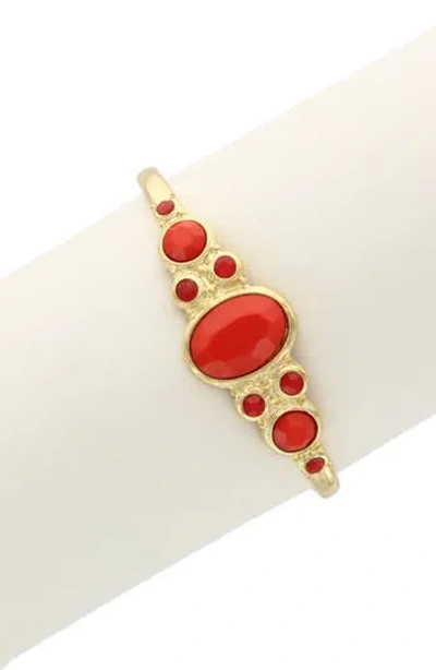 Olivia Welles Linette Stone Bracelet In Gold/red