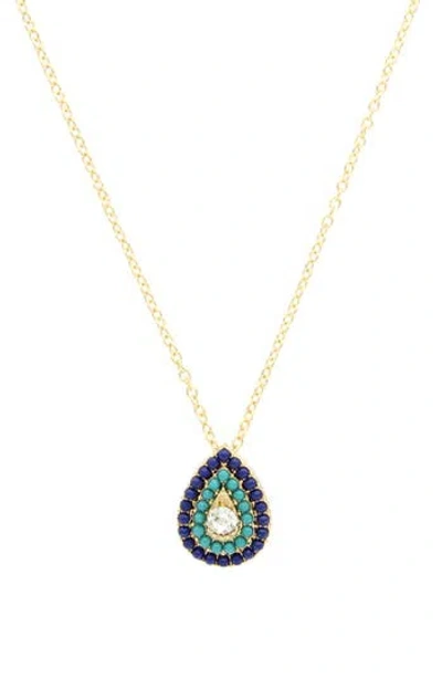 Olivia Welles Lissa Crystal Teardrop Pendant Necklace In Multi