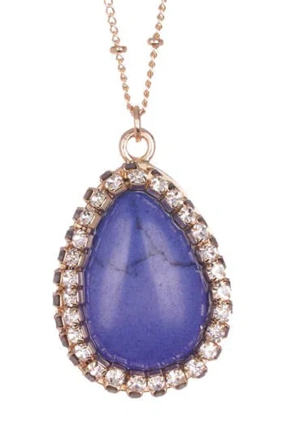Olivia Welles Liv Crystal Halo Simulated Turquoise Pendant Necklace In Purple