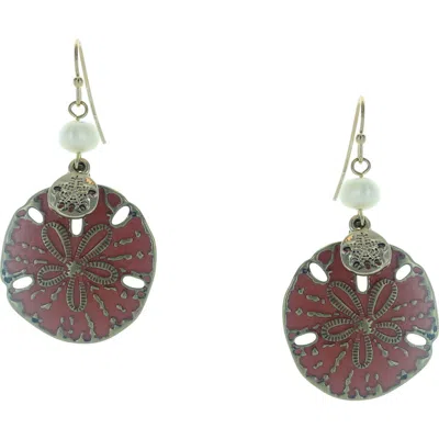 Olivia Welles Lizzie Sand Dollar Drop Earrings In Antique Gold/peach