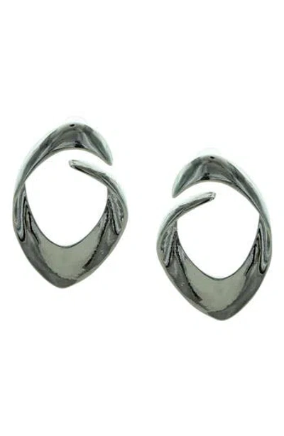 Olivia Welles Lola Open Drop Hoop Earrings In Silver