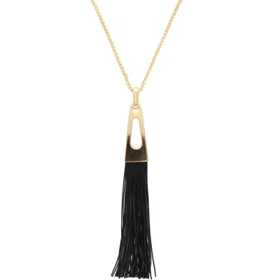 Olivia Welles Lorelle Tassel Pendant Necklace In Gold/black