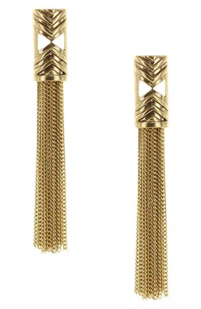 Olivia Welles Lyla Fringe Earrings In Gold